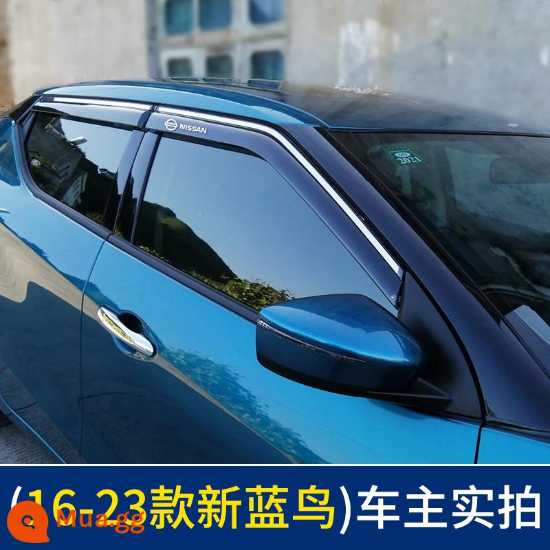 Thích hợp cho Nissan Qijun che mưa lông mày cửa sổ ô tô cổ điển Sylphy nắng mưa che ô tô Tiida LIVINA che mưa tấm chắn mưa Qashqai mới - 16-24 mẫu Bluebird [nhãn dán logo xe hơi dày nguyên bản] 4 miếng trong một gói-quà tặng