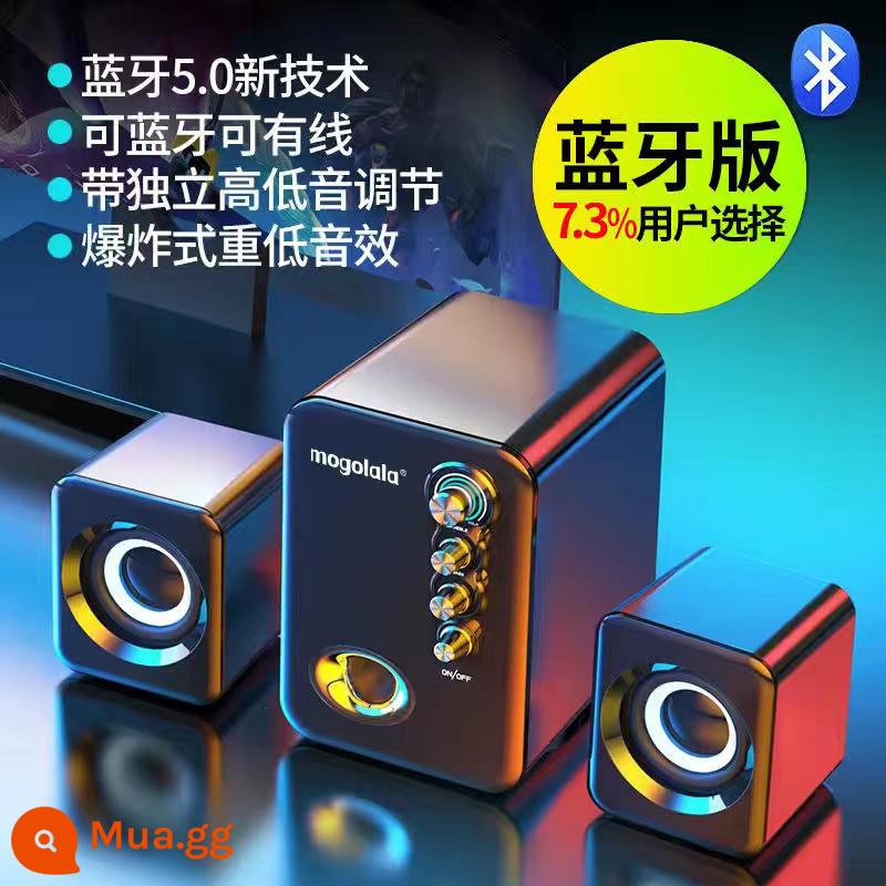 Q8 âm thanh máy tính có dây máy tính để bàn máy tính xách tay điện thoại di động bluetooth mini loa gia đình loa siêu trầm siêu nặng - Đen [Phiên bản Bluetooth] Siêu trầm + Có dây + Bluetooth