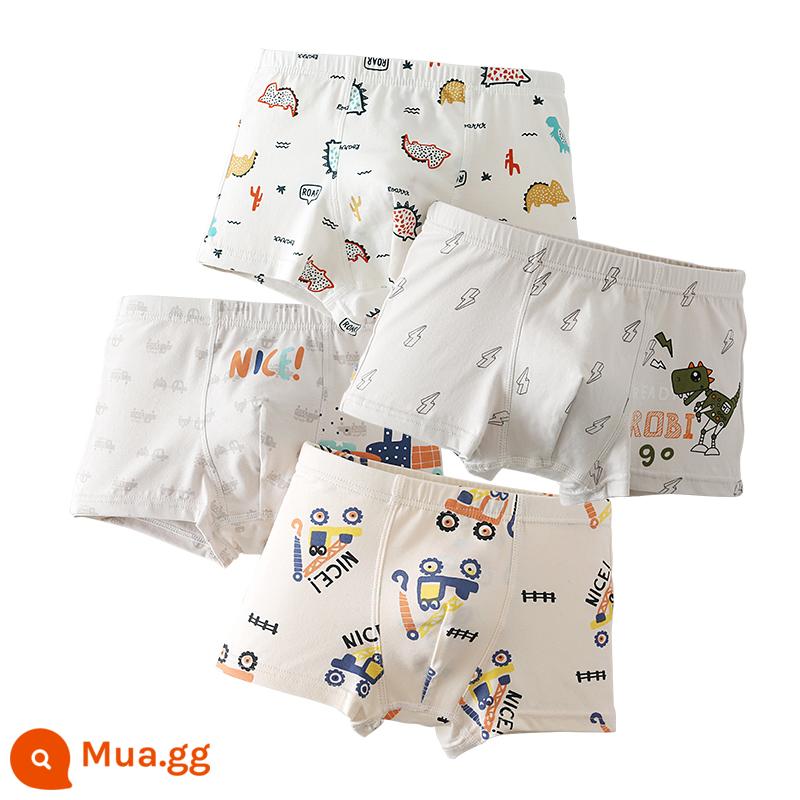 Six Finger Rat Quần lót cotton bé trai Quần lót cotton trẻ em Boxer Bé trai Bé trai Bé trai Bao đáy vuông Quần short mùa xuân và mùa thu - Khủng long nhỏ + kỹ sư nhỏ