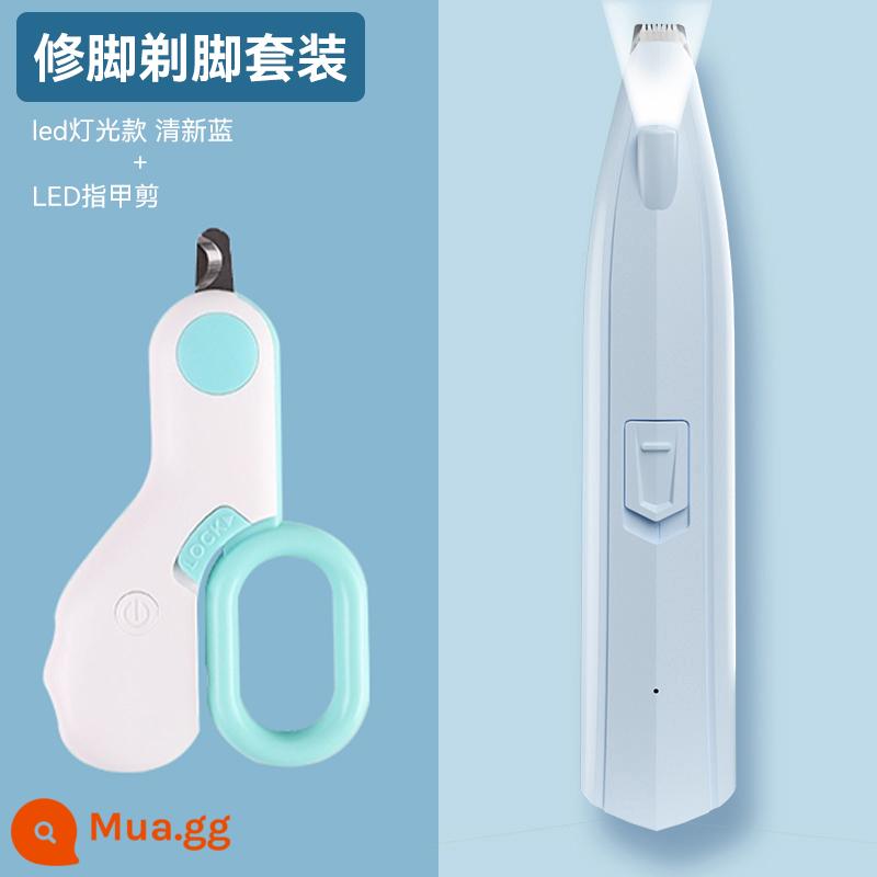 Máy Cạo Lông Chân Cho Thú Cưng Chó Mèo Máy Cạo Râu Đặc Biệt Fader Electric Clipper Electric Câm Cat Claw Móng Chân Hiện Vật - [Mẫu đèn LED có thể sạc lại] Bấm móng tay màu xanh tươi + đèn LED