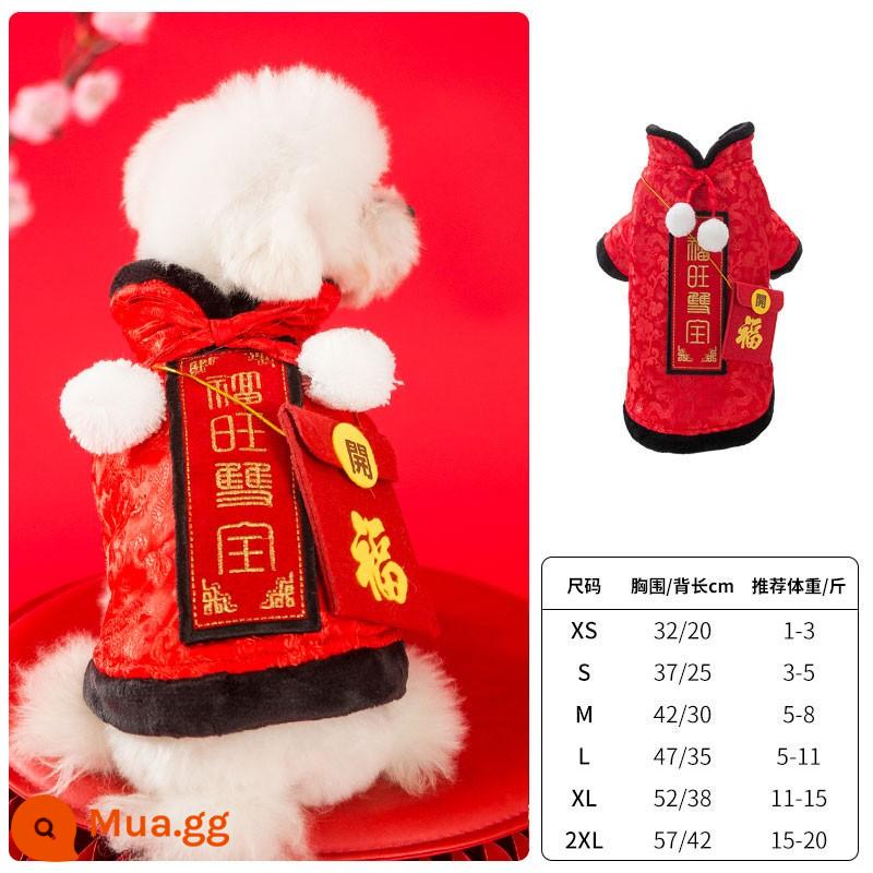 Liên đoàn con chó con mùa đông năm mới mặc quần áo mùa đông Teddy Belish Panda Pets Những chú chó nhỏ vào mùa thu và mùa đông - Gong Xi Fa Cai • Viền đen