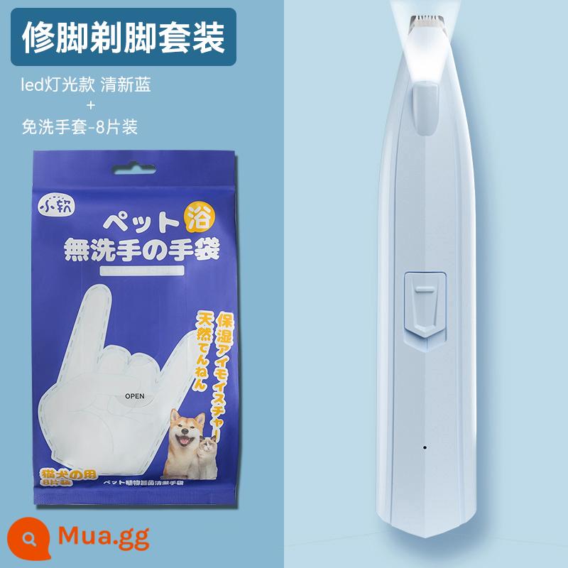 Máy Cạo Lông Chân Cho Thú Cưng Chó Mèo Máy Cạo Râu Đặc Biệt Fader Electric Clipper Electric Câm Cat Claw Móng Chân Hiện Vật - [Mẫu sạc LED] Màu xanh tươi + 8 miếng găng tay dùng một lần