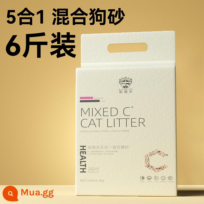 Cát khử mùi cho chó Cát phân chó Cát vệ sinh đặc biệt không bụi có thể xả được Teddy Bichon Cát nước tiểu chó Pomeranian cát khử mùi - 1 gói [6 pounds] cát vệ sinh hỗn hợp 5 trong 1 cho chó [thấm hút, vón cục, khử mùi và kháng khuẩn]