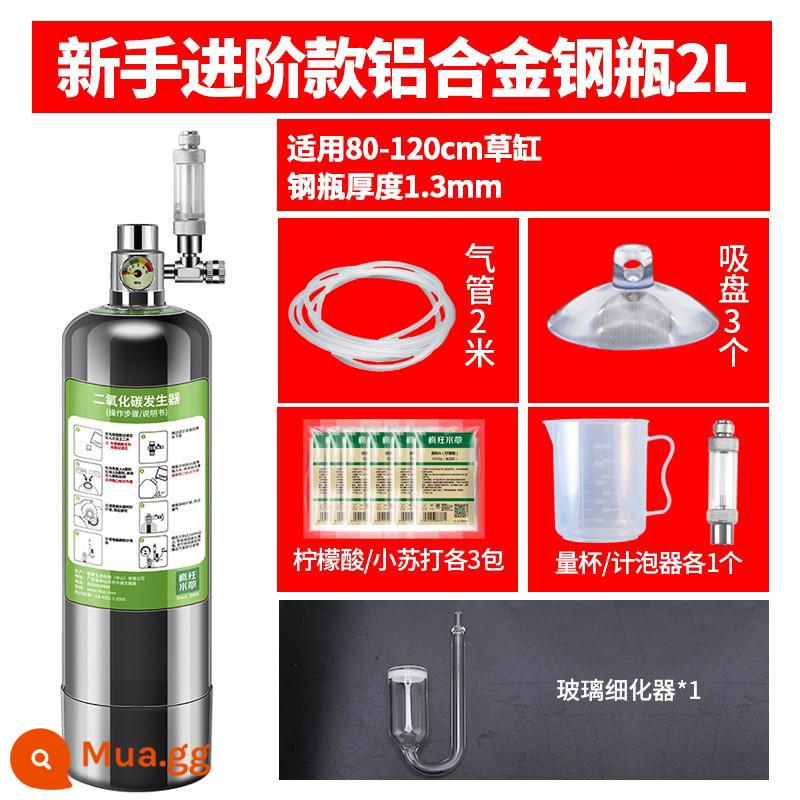 Crazy nước cỏ carbon dioxide xi lanh nhỏ cỏ xe tăng đặt bể cá tự chế đặc biệt xi lanh áp suất cao co2 máy phát điện - [Mẫu cao cấp] Xi lanh thép hợp kim nhôm 2L thích hợp cho bể cỏ 80-120cm