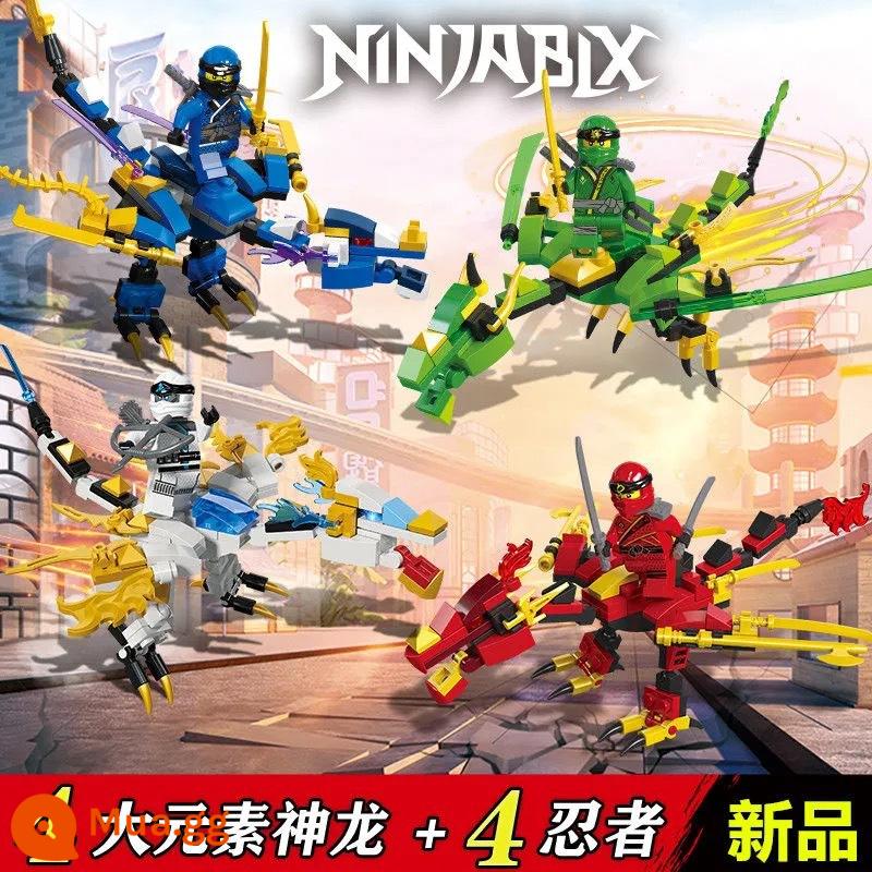 2024 Mới Ninjago Xe Máy Hình Đền Rồng Xếp Hình Lắp Ráp Khối Xây Dựng Đồ Chơi Bé Trai Tặng - Bốn con rồng nguyên tố + 4 nhân vật nhỏ [Ưu đãi đặc biệt]