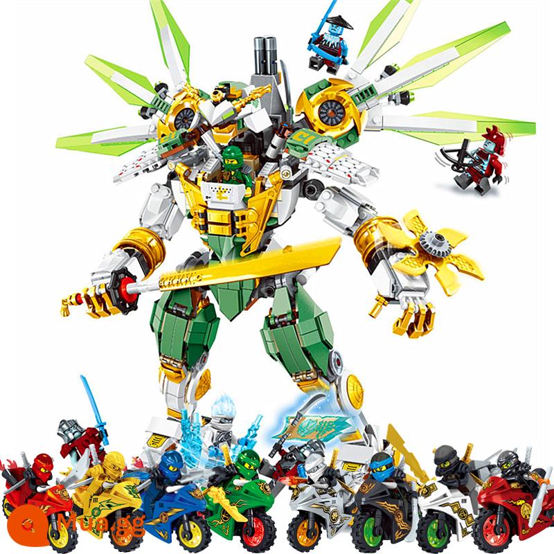 2024 Mới Ninjago Xe Máy Hình Đền Rồng Xếp Hình Lắp Ráp Khối Xây Dựng Đồ Chơi Bé Trai Tặng - Sự kết hợp xe máy Titan mecha