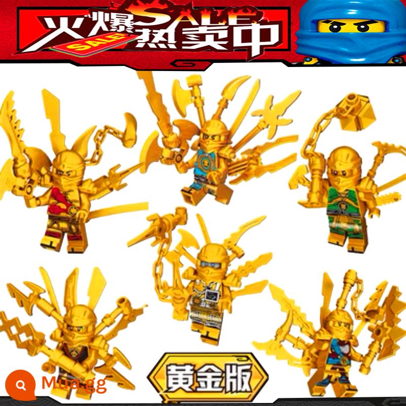 2024 Mới Ninjago Xe Máy Hình Đền Rồng Xếp Hình Lắp Ráp Khối Xây Dựng Đồ Chơi Bé Trai Tặng - 6 ninja vàng + nhiều vũ khí