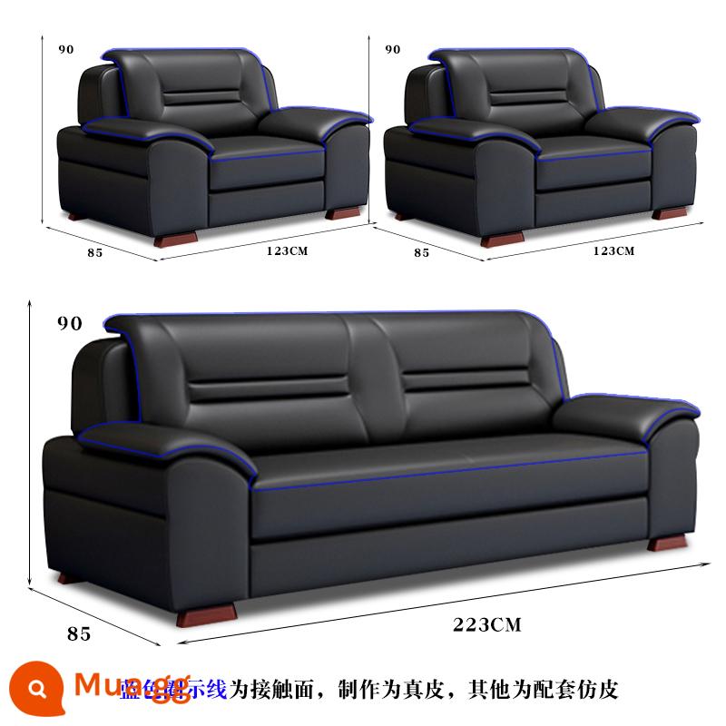 Văn phòng da nghi ngờ hiện đại ba người dùng bàn cà phê phòng tiếp tân phòng ngủ sofa Ăn ghế sofa - 1+1+3 da thật cao cấp-không đen gụ