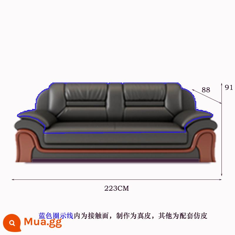 Văn phòng da nghi ngờ hiện đại ba người dùng bàn cà phê phòng tiếp tân phòng ngủ sofa Ăn ghế sofa - 3 người da cao cấp màu đen