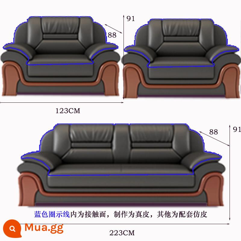 Văn phòng da nghi ngờ hiện đại ba người dùng bàn cà phê phòng tiếp tân phòng ngủ sofa Ăn ghế sofa - 1+1+3 da thật cao cấp màu đen