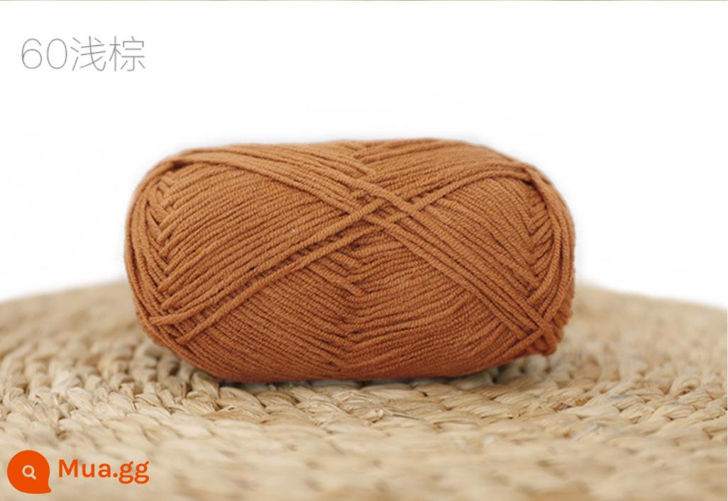 Xue Feier búp bê dễ thương 4 sợi sữa sợi cotton handmade DIY dệt kim móc búp bê sợi cotton bé len bóng bé - Kaki Đậm 60