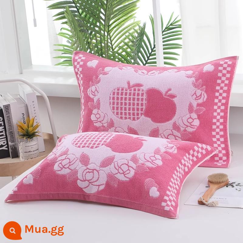 Cặp khăn gối 100% cotton terry, khăn gối kẻ sọc dày dặn dành cho người lớn bằng vải cotton nguyên chất, thấm hút mồ hôi, mềm mại và không rụng xơ vải vào mùa đông - Màu dán đậu táo [giá cặp] 50*73cm