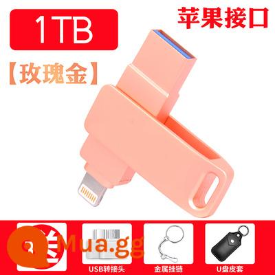 Điện thoại di động Apple Đĩa U sử dụng kép 256G Máy tính Android loại c tốc độ cao 3.0 bốn trong một đa giao diện 1000G - [Hồng 2 trong 1 mới 1TB]