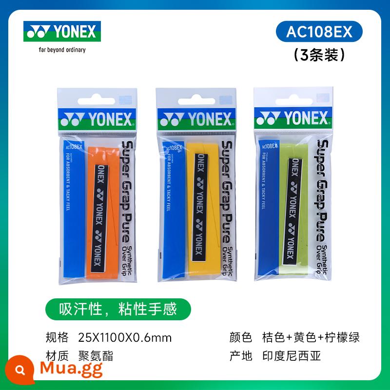 Keo dán vợt cầu lông YONEX Yonex AC102C chống trượt thấm mồ hôi dây yy dây đeo tay cầm vợt tennis - AC108 màu cam + vàng + xanh chanh, tổng cộng ba dải