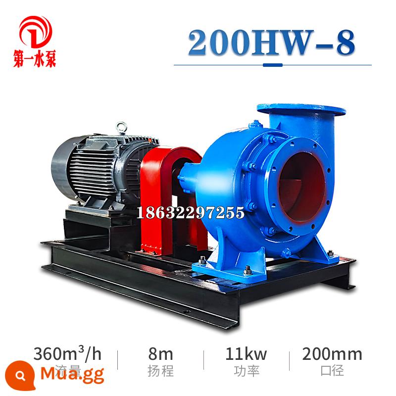 Máy bơm diesel 8 inch bơm dòng chảy hỗn hợp 350hw máy bơm nước tưới tiêu nông nghiệp dòng chảy lớn 10 inch Máy bơm thoát nước 20 inch lớn - Bộ hoàn chỉnh 200HW-8 với động cơ, van đáy khuỷu đầu vào và đầu ra 1