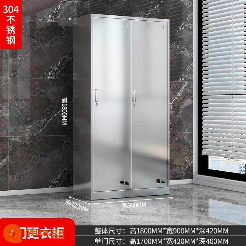 Tủ đựng đồ nhân viên inox 304 tủ giày xưởng không bụi tủ nhiều cửa Tủ quần áo treo 201 tủ sắt tủ bảo quản - Tủ đựng đồ hai cửa 304