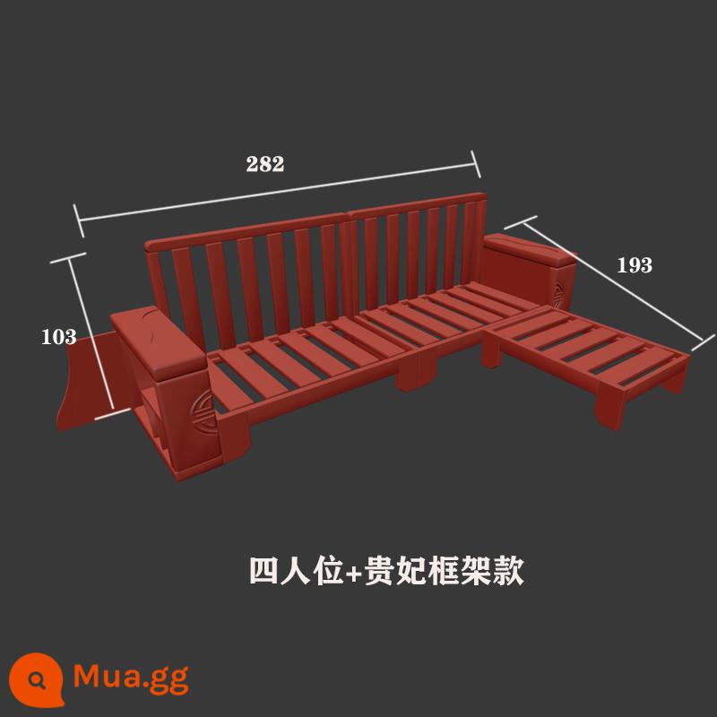 Ghế sofa gỗ hiện đại ngăn kéo ghế dài phòng khách phong cách Trung Quốc mới góc lưu trữ gỗ sồi đồ nội thất lưu trữ sử dụng kép mùa đông và mùa hè - Bốn chỗ + phi tần (khung)