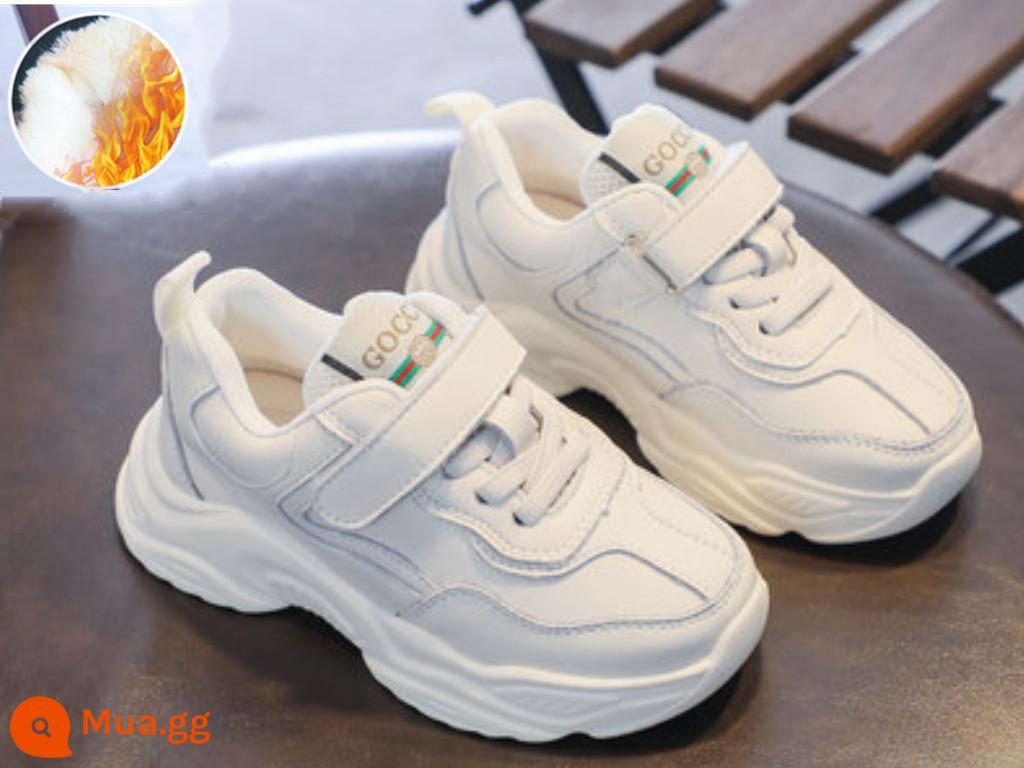 Tiếp theo Nụ hôn giày thể thao trẻ em bằng da 2022 Mùa thu và mùa đông Girl Shoes với Velvet Học sinh bình thường Giày nhỏ màu trắng - Màu trắng nhạt (cộng với nhung) Nên chọn lớn hơn một size