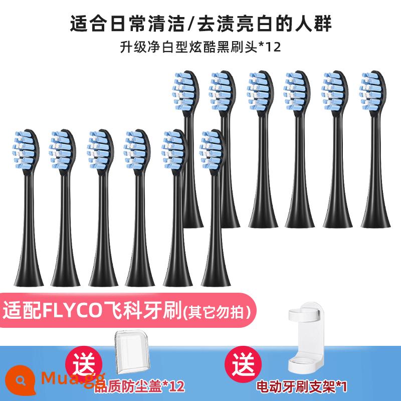 TEETIPS thích ứng với đầu bàn chải đánh răng điện Flyco TH01/FT7105/7108/7205 thay thế đa năng - Nâng cấp 12 gói màu trắng tinh khiết và đen mát mẻ