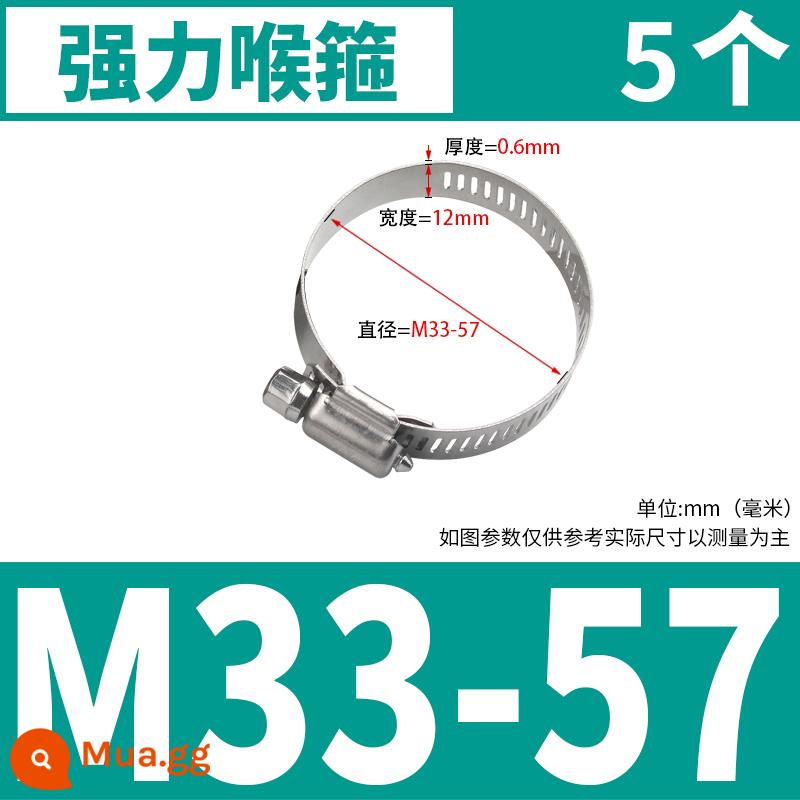 Ống thép không gỉ 304 vòng lắp đặt nhanh chóng ống dẫn khí khóa vòng mạnh mẽ ống nước kẹp ống kẹp vòng cố định kẹp ống vòng - M33-57 [đường kính] * 5 chiếc