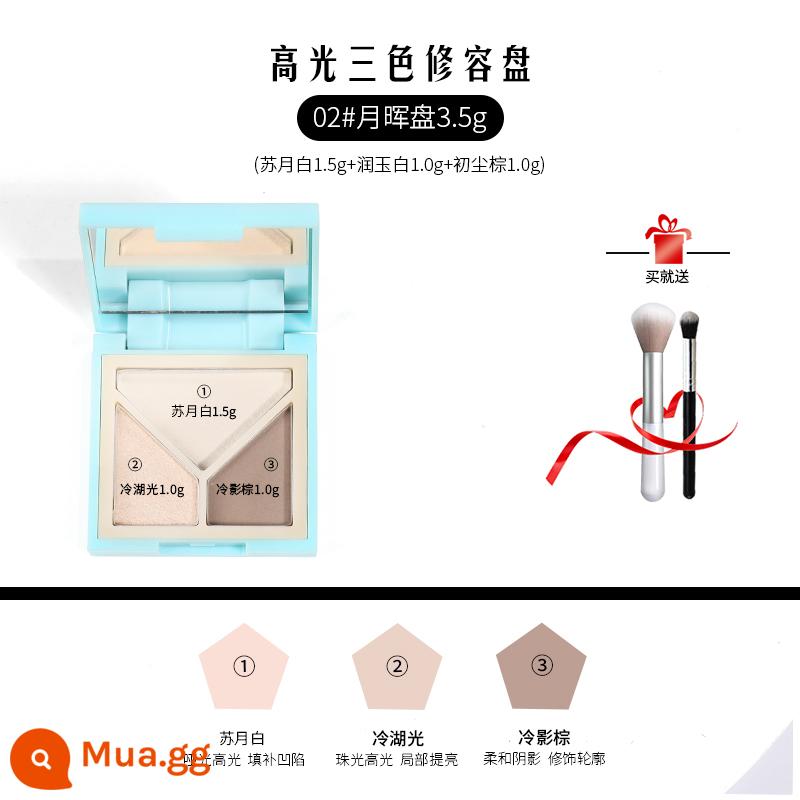 Caitang Master Repair Palette Gói dùng thử ba màu nổi bật Bảng màu tất cả trong một Bản dùng thử làm sáng màu mũi Matte Pearlescent Shadow Caitang - 02#[3.5g] tấm một mảnh ba màu, tặng kèm 2 cọ