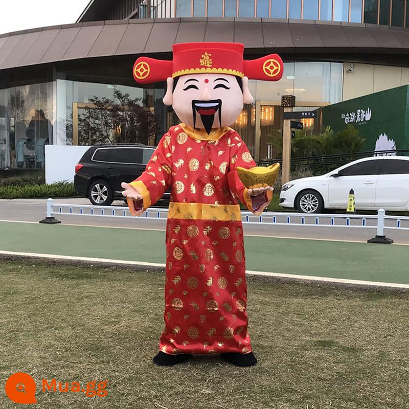 Thỏ hoạt hình Doll Fortune God Thỏ Hội nghị thường niên Thỏ tư nhân Thỏ năm mới Grand Mascum Performance Doll Búp bê Máy chủ Puppet - [Thần may mắn giàu có] Đỏ