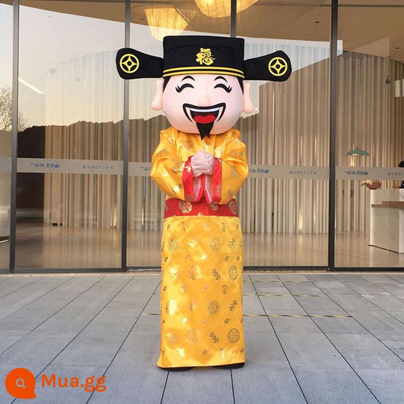 Thỏ hoạt hình Doll Fortune God Thỏ Hội nghị thường niên Thỏ tư nhân Thỏ năm mới Grand Mascum Performance Doll Búp bê Máy chủ Puppet - [Thần tài có chữ "Fu") vàng