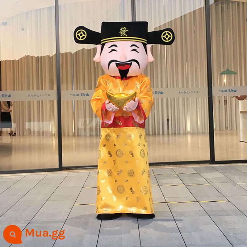 Thỏ hoạt hình Doll Fortune God Thỏ Hội nghị thường niên Thỏ tư nhân Thỏ năm mới Grand Mascum Performance Doll Búp bê Máy chủ Puppet - [Pháp Tử Thần Tài] Vàng