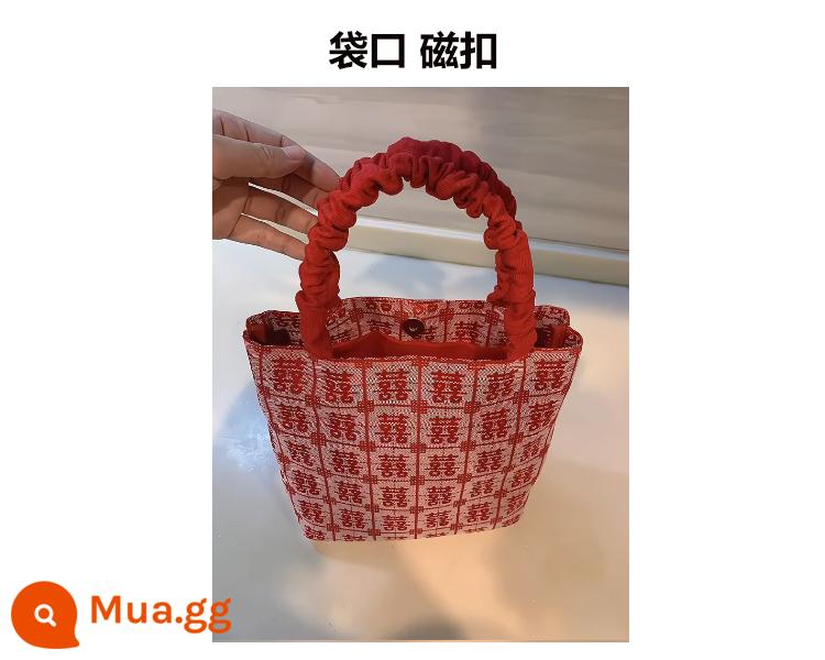 2023 Túi Cưới Màu Đỏ Quà Lưu Niệm Xiaohongshu Túi Tote Handmade Tùy Chỉnh Phù Dâu Quà Lưu Niệm Mới Phong Cách Trung Hoa Phong Cách Quốc Gia Hạnh Phúc - Màu đỏ (khóa từ khi mở túi)