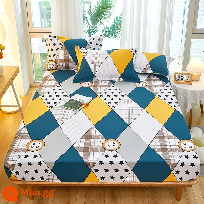 Túi trải giường bằng cotton dày dặn, ga trải giường bằng vải cotton một mảnh, nệm 1,8m, túi trải giường chống trượt 1,5 bộ ga trải giường trọn gói, bộ 3 món - Quân Đội Xanh Crete