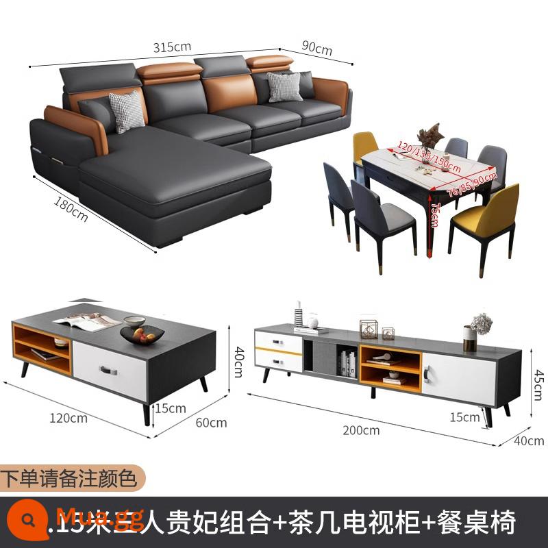 2022 công nghệ mới phổ biến sofa vải căn hộ nhỏ kết hợp hiện đại tối giản phòng khách cao su ánh sáng nội thất sang trọng - 3,15 mét ba người + phi tần + bàn cà phê Tủ TV + bàn ăn