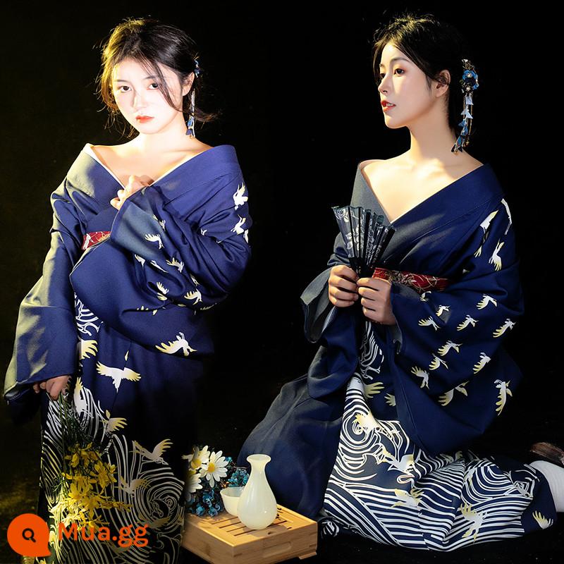 Trang phục chính thức của phụ nữ kimono truyền thống cổ điển và gió trắng gió nhẹ được cải tiến theo phong cách Nhật Bản ngoại cảnh nữ thần ảnh quần áo - Áo kimono số 9 kèm quạt hoa dây đỏ