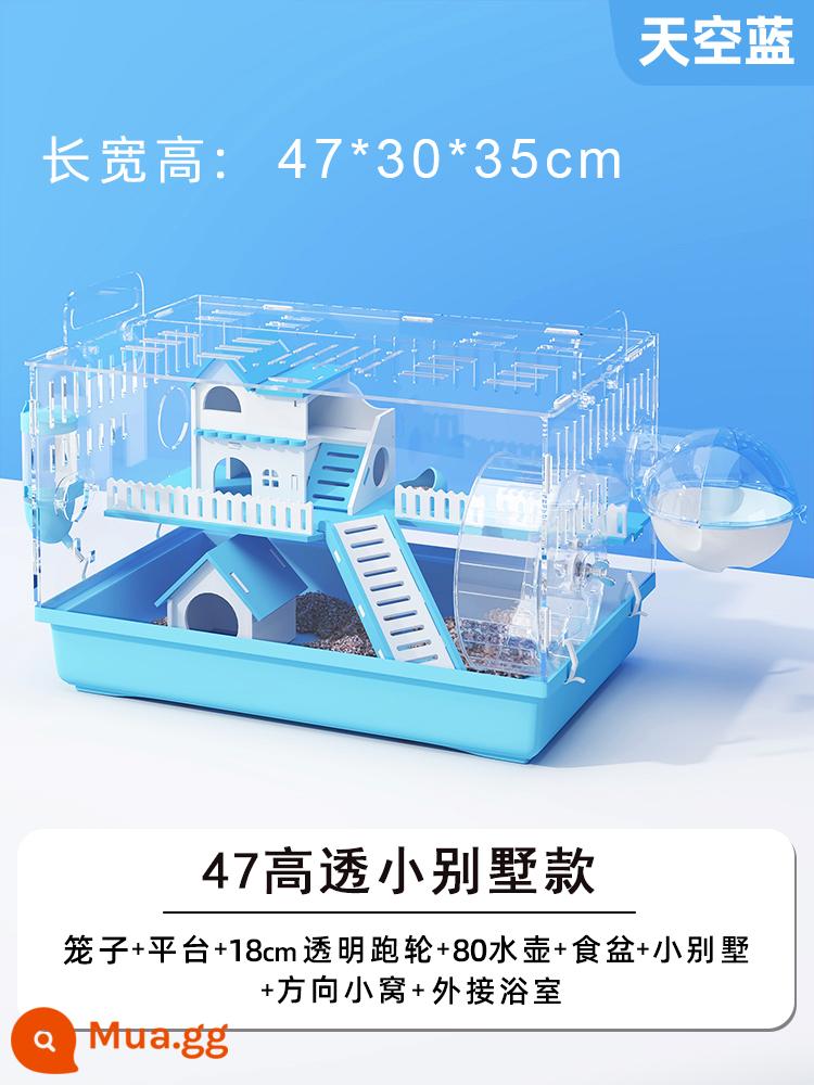 Lồng Hamster Jiaka Đặc Biệt Tổ Gấu Vàng Acrylic 2 Lớp Trong Suốt Quá Khổ Villa Ấm Chăn Nuôi Bộ Hộp - [Đặc biệt gấu vàng] 47 mẫu biệt thự nhỏ trong suốt cao xanh da trời