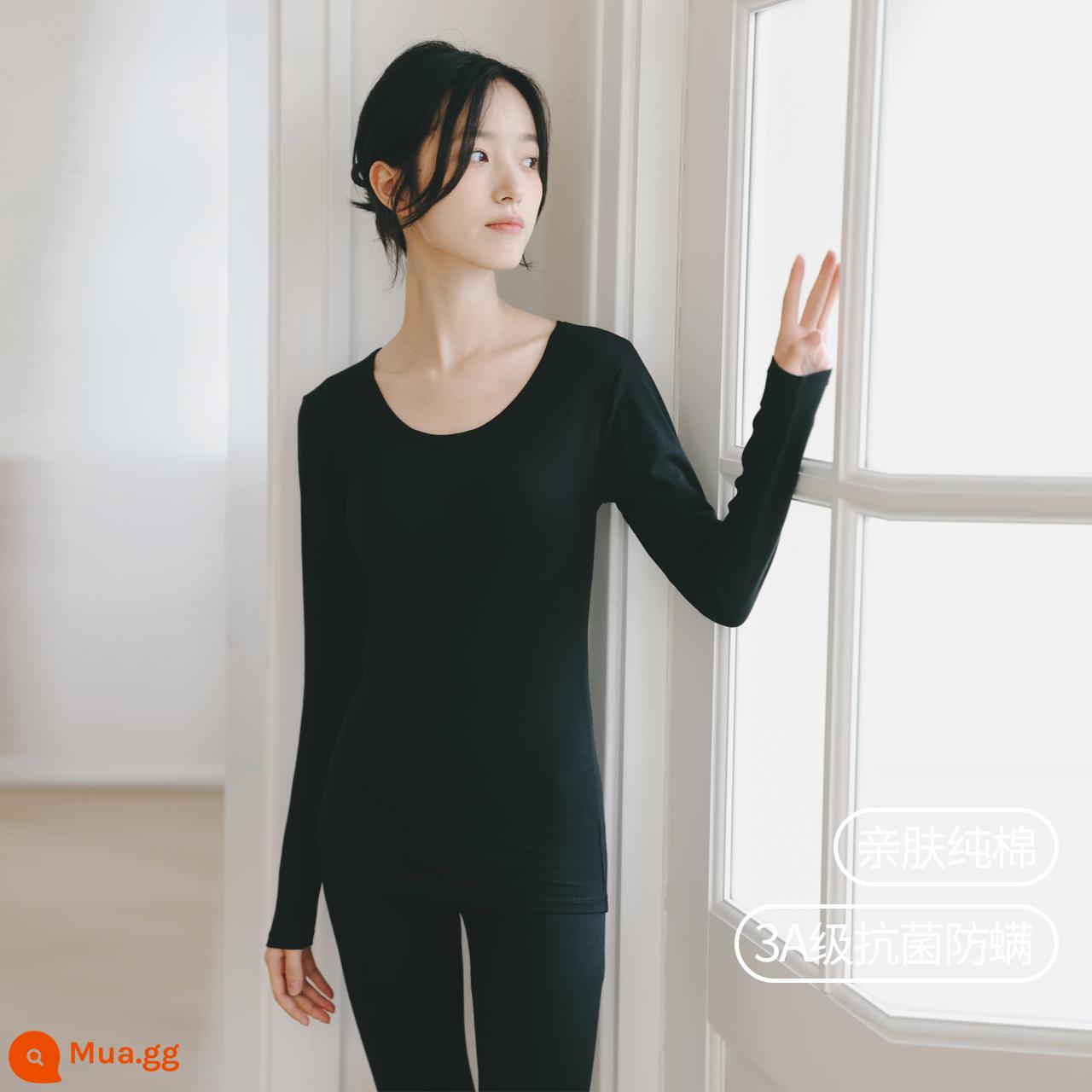 Quần áo mùa thu cotton nguyên chất và quần vệ sinh cho nữ, áo len cotton size lớn cho bé gái, quần áo sưởi ấm mỏng cho thanh thiếu niên và học sinh trung học cơ sở - màu đen thanh lịch