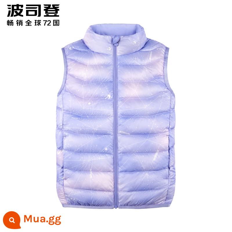 Boshide trẻ em Vest Urida Vest Children Stand, Thin, Middle, Big Men and Girls, mặc áo vest vai cao điểm bên trong và bên ngoài da - Đường Bầu Trời Đầy Sao Tím 9K11