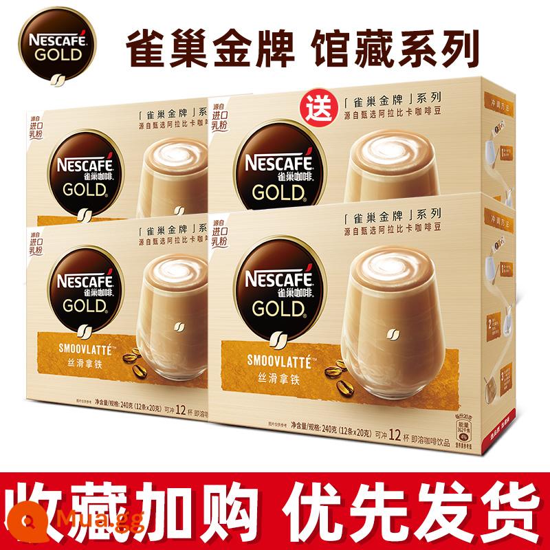 Nestle Gold Collection Cà phê trắng Cà phê hòa tan 3 trong 1 Cà phê trắng Silky Latte 12*3 Hộp - Tặng 3 hộp latte + 1 hộp [giao thực tế 4 hộp]