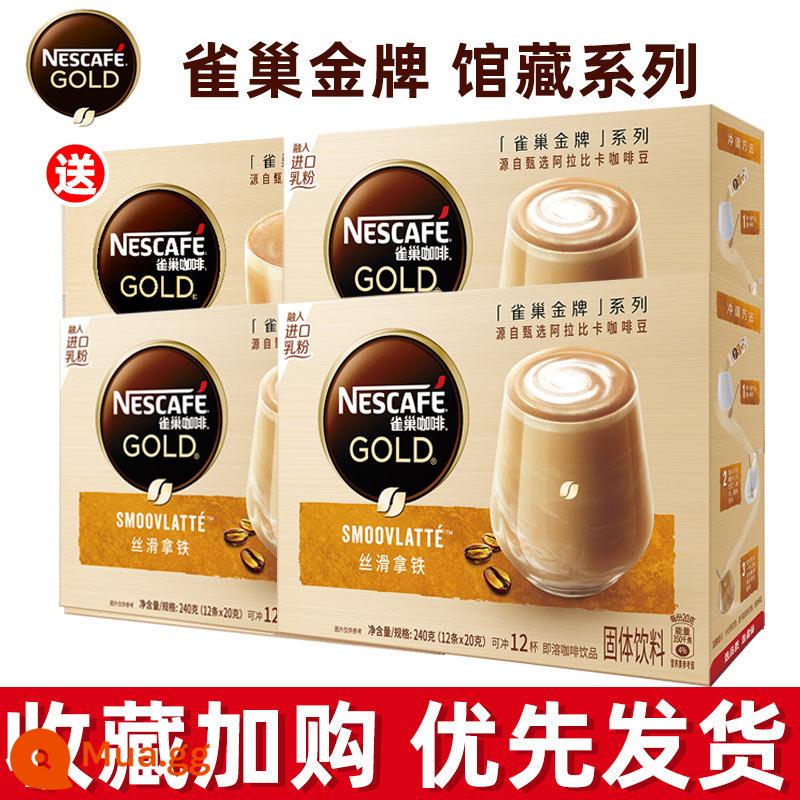 Nestle Gold Collection Cà phê trắng Cà phê hòa tan 3 trong 1 Cà phê trắng Silky Latte 12*3 Hộp - Tặng 3 hộp latte + 1 hộp cà phê trắng [giao thực tế 4 hộp]