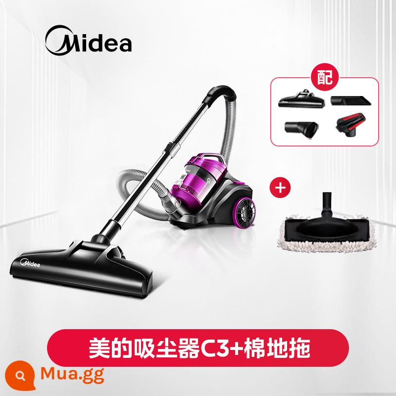 Máy hút bụi Midea gia đình nhỏ cầm tay hút lớn mạnh mẽ công suất lớn đa năng xe máy hút bụi công nghiệp nằm ngang - Cây lau sàn cotton C3+ [có thể hút và lau]