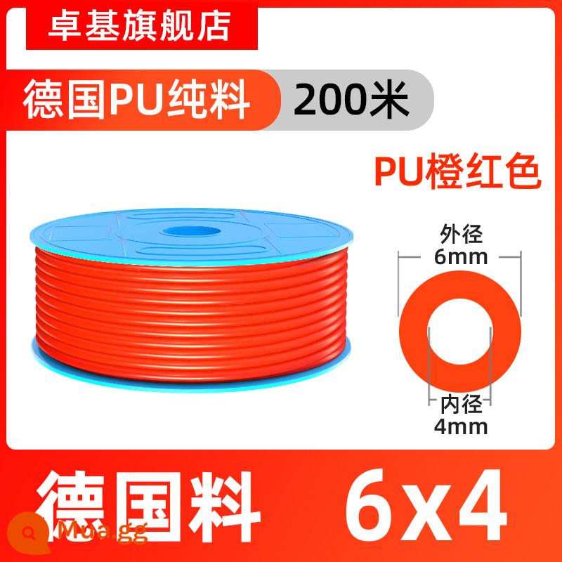 PU khí quản vòi cao cấp không khí chống cháy nổ máy bơm không khí 6/4/10/12/16/8mm ống khí nén trong suốt - 200 mét PU6X4 chất liệu Đức màu cam