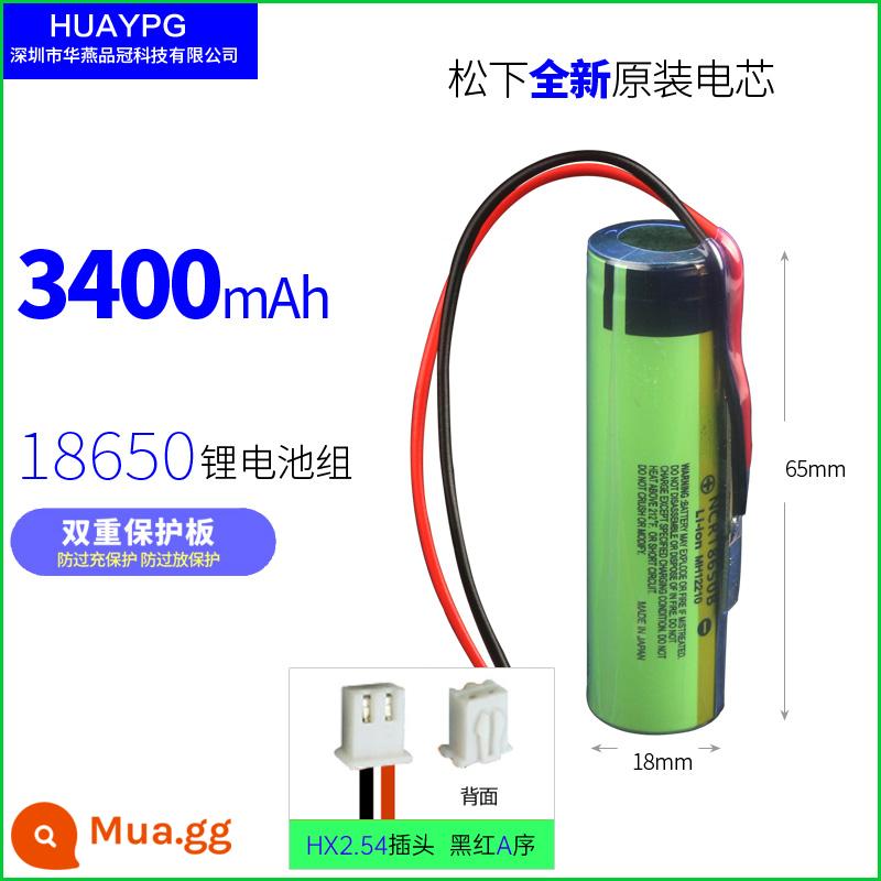 18650 Pin Lithium DIY Phụ Kiện Lắp Ráp 3.7V Với Đôi Ban Bảo Vệ Tích Hợp Âm Thanh Có Dây Oxy Bơm Pin - Panasonic nhập khẩu 3.7V3400mAh xh2.54 A dãy A đen đỏ