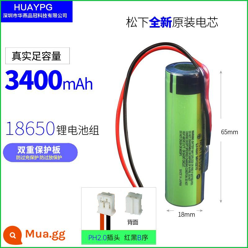 18650 Pin Lithium DIY Phụ Kiện Lắp Ráp 3.7V Với Đôi Ban Bảo Vệ Tích Hợp Âm Thanh Có Dây Oxy Bơm Pin - Panasonic nhập khẩu 3.7V3400mAh ph2.0 B dãy B đỏ đen