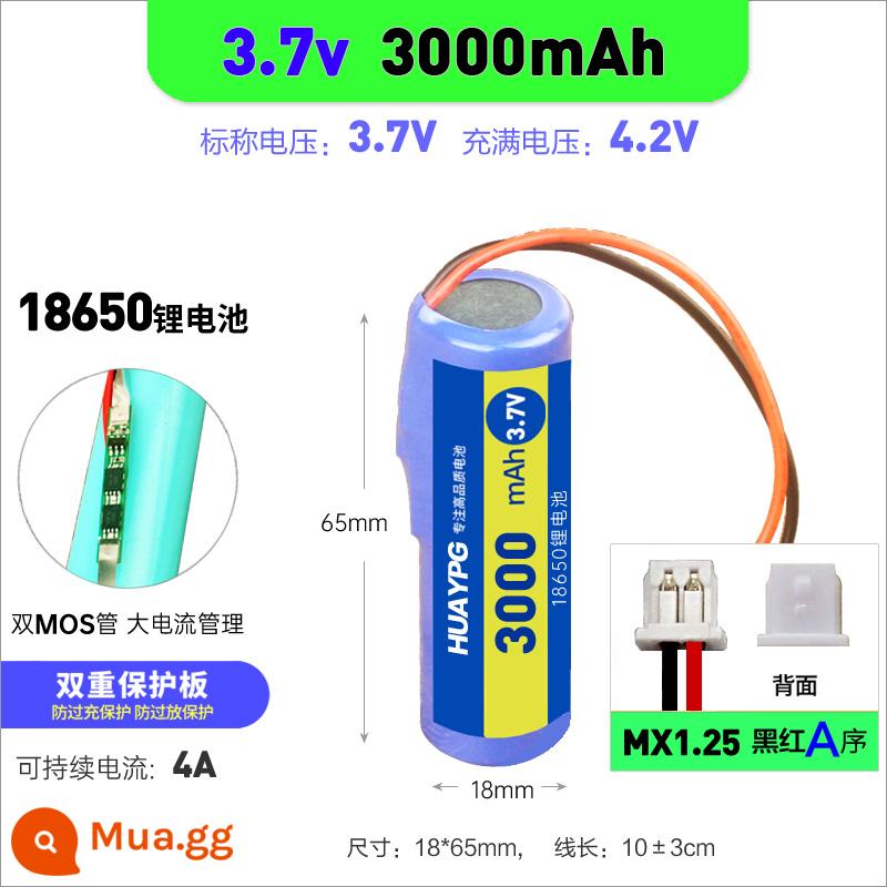 18650 Pin Lithium DIY Phụ Kiện Lắp Ráp 3.7V Với Đôi Ban Bảo Vệ Tích Hợp Âm Thanh Có Dây Oxy Bơm Pin - 3.7v[3000mAh]mx1.25 phích cắm A Sequence đen đỏ A Sequence