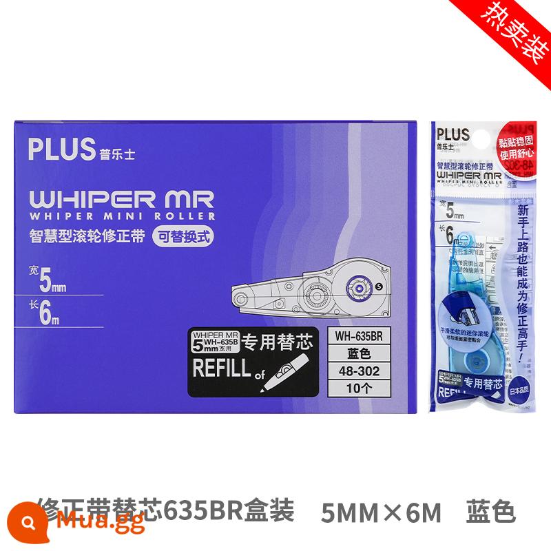 5 cái Đai điều chỉnh PLUS Nhật Bản Đai điều chỉnh WH-635/625/626 với lõi có thể thay thế Đai điều chỉnh 5mm 615 phiên bản giới hạn Đai điều chỉnh Đai điều chỉnh văn phòng phẩm lõi thay thế cho học sinh tiểu học - [Nạp tiền đa năng] màu xanh 10 miếng