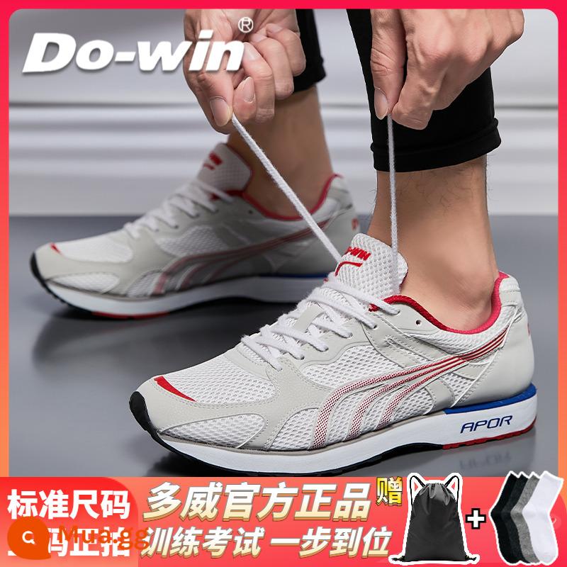 Duwei Running Shoes Giày chạy giày Khăn giày thể thao, đường đua và lĩnh vực, giày thể thao đặc biệt Giày thử nghiệm thô nam và nữ 3609 - Trắng và đỏ [Đệm APOR nhẹ và trong mờ] đi kèm ba lô thể thao + tất