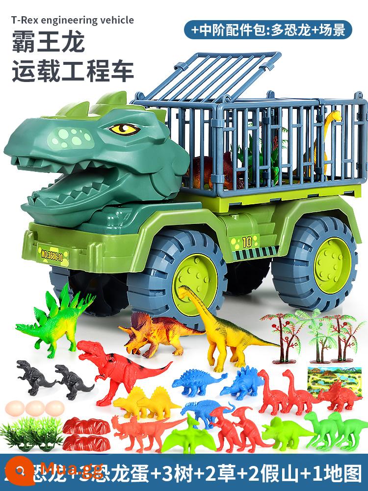 Quá Khổ Kỹ Thuật Khủng Long Đồ Chơi Trẻ Em Bộ Bé Trai Xếp Hình Tyrannosaurus Rex Máy Xúc Xe Cần Cẩu Chống Rơi - Bộ xe Tyrannosaurus Rex cỡ lớn 34 món [22 rồng + 3 quả trứng, 3 cây, 2 cỏ, 1 bản đồ, 2 hòn non bộ]