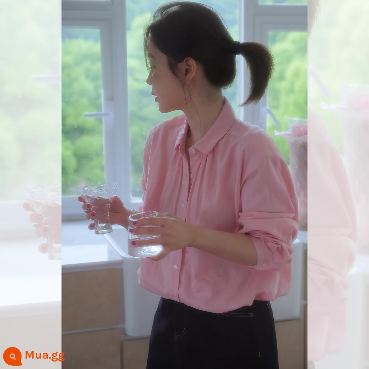 Libelin sisy [nhãn đen] sợi cotton trẻ em tùy chỉnh loại A 5A kháng khuẩn và chống muỗi áo sơ mi trắng dài tay rộng rãi cho nữ - bột trẻ em