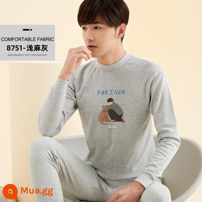 Bộ quần áo mùa thu cotton nguyên chất Ralph Lauren và quần vệ sinh dành cho thanh thiếu niên và quần áo mùa thu cho nam, áo len cotton, áo khoác sưởi mỏng - Bộ đơn (cổ giữa 751)