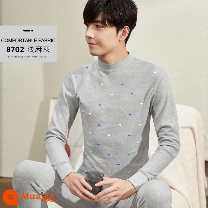 Cotton nguyên chất nam quần áo mùa thu vệ sinh quần phù hợp với thanh niên quần lót áo len cotton mỏng phần bông làm nóng quần áo sóng lạnh đang đến - Trung Lăng 702