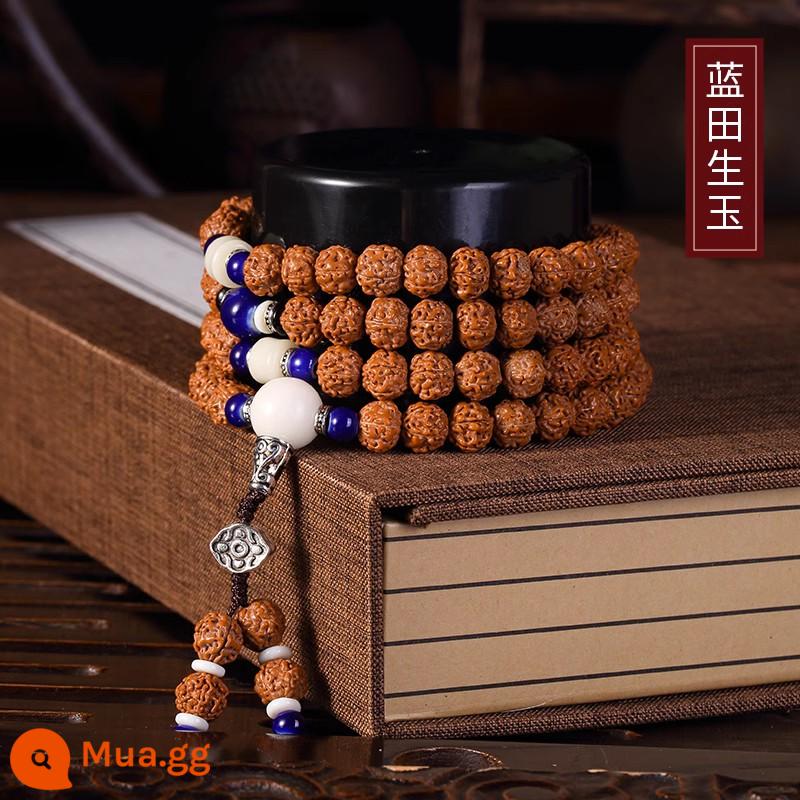 Indonesia 108 nhỏ Vajra Bodhi vòng tay nam đĩa để chơi chuỗi hạt Phật vòng cổ boutique Bodhi Ziwen chơi hình bàn tay nữ - Ngọc thô Lantian [rồng đôi nổ được lựa chọn cẩn thận]