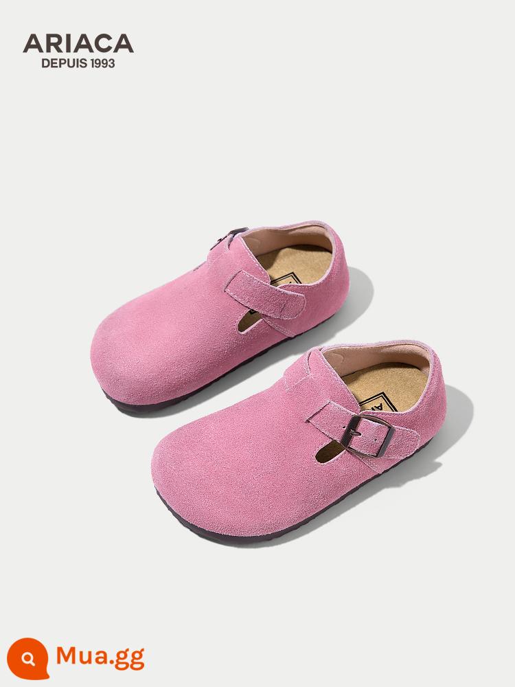 ARIACA Birkenstock Giày Da Bé Gái Thu Đông 2023 Mới Đế Mềm Giày Đơn Bé Gái Giày Beanie - Hồng